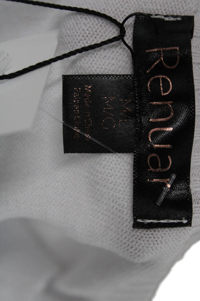 Renuar Women Basic White Cotton Crew Neck Short Sleeve T-Shirt Size M
