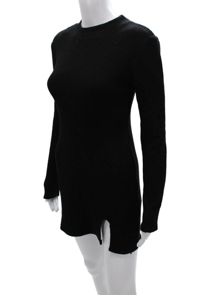 Zara Womens Bodycon Midi Dress Black Mock Neck Long Sleeve Size M
