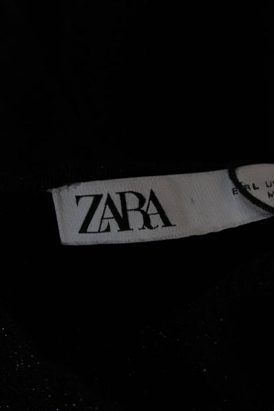 Zara Womens Mini V-Neck Black Half Sleeve Pullover Dress Size L