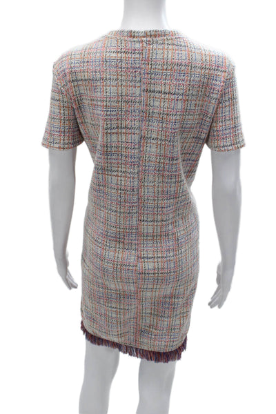 Zara Trafaluc Womens Shift Dress Multicolor Midi Short Sleeve Round Neck Size L