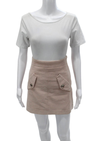 Maje Womens Beige Mini Cotton Skirt Zip Short Fall Size 38