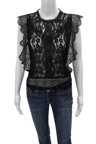 Zara Womens Basic Floral Round Neck Sleeveless Polyamide Blouse Size M