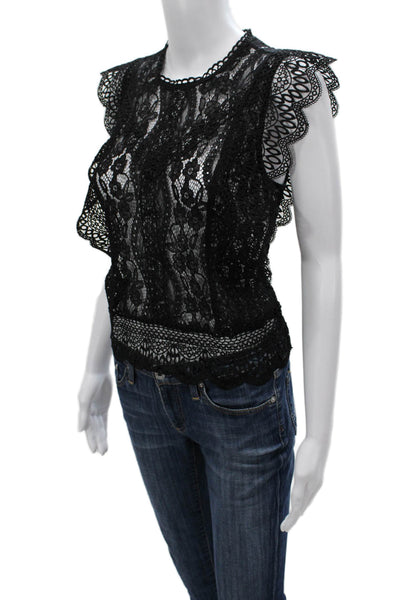 Zara Womens Basic Floral Round Neck Sleeveless Polyamide Blouse Size M