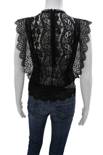Zara Womens Basic Floral Round Neck Sleeveless Polyamide Blouse Size M