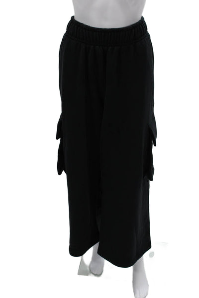 Nike Womens Black Cotton Sweatpants Pull On Size L