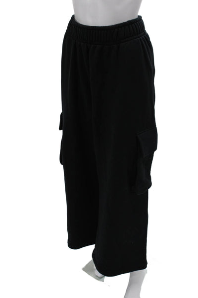 Nike Womens Black Cotton Sweatpants Pull On Size L