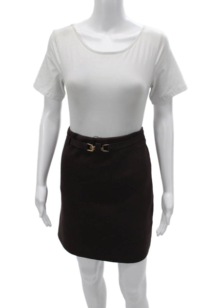 Zara Womens Mini Skirt Brown Knee Length Pull On Size XL