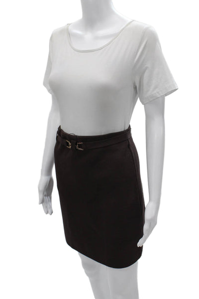 Zara Womens Mini Skirt Brown Knee Length Pull On Size XL