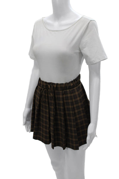 Zara Women Black Check Mini Skirt Tie Waist Size L