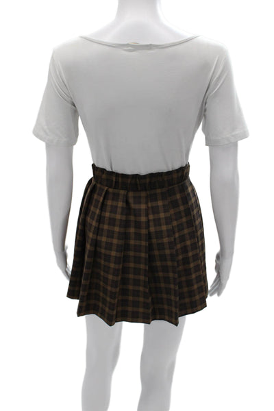 Zara Women Black Check Mini Skirt Tie Waist Size L