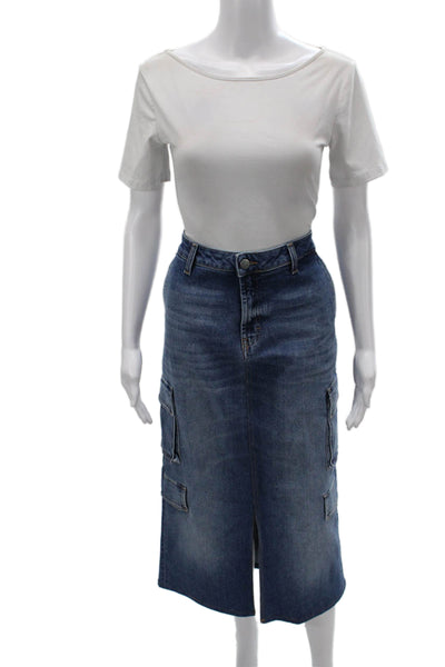 Heartless Jeans Women Blue Cargo Midi Skirt Cotton Size 30