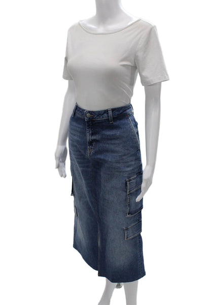 Heartless Jeans Women Blue Cargo Midi Skirt Cotton Size 30