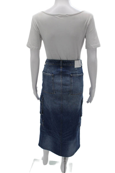 Heartless Jeans Women Blue Cargo Midi Skirt Cotton Size 30