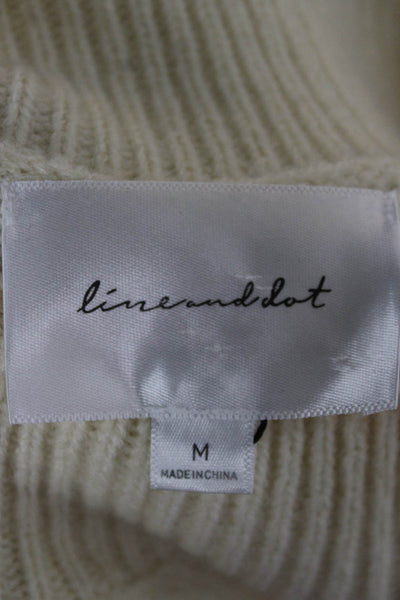 Line And Dot Women Sweater Dress Ivory Mock Neck Long Sleeve Pullover Size M