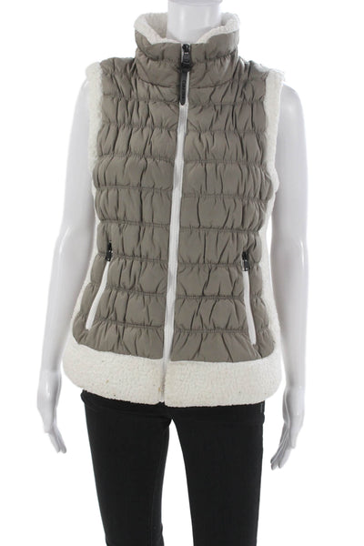 Calvin Klein Womens Quilted Gray Polyester Zip Front Vest Size M