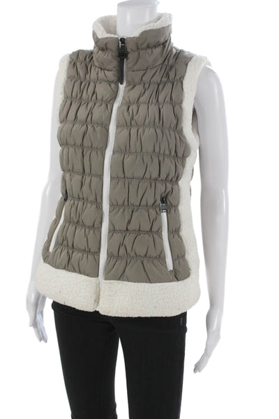 Calvin Klein Womens Quilted Gray Polyester Zip Front Vest Size M
