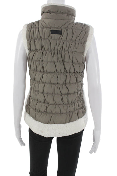 Calvin Klein Womens Quilted Gray Polyester Zip Front Vest Size M