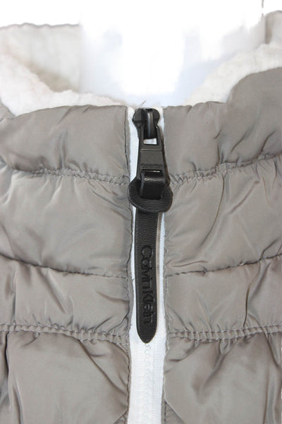 Calvin Klein Womens Quilted Gray Polyester Zip Front Vest Size M