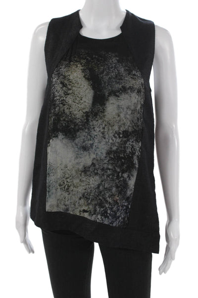 Helmut Lang Womens Basic Tank Black Round Neck Sleeveless Zip Spring Size 6