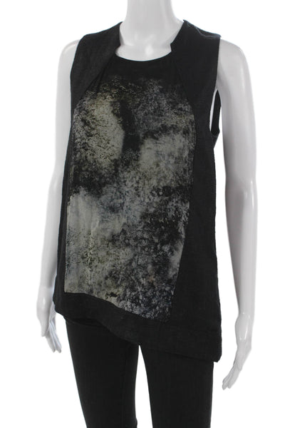 Helmut Lang Womens Basic Tank Black Round Neck Sleeveless Zip Spring Size 6