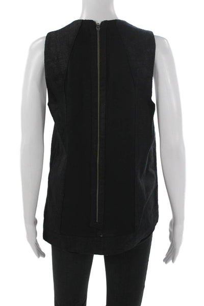 Helmut Lang Womens Basic Tank Black Round Neck Sleeveless Zip Spring Size 6