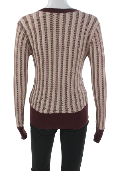 Equipment Femme Womens Multicolor Striped V Neck Long Sleeve Pullover Size M