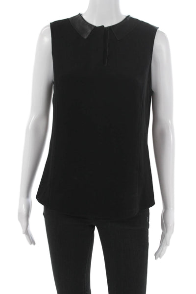 Rag & Bone Womens Basic Sleeveless Collared Triacetate Blouse Black Size M