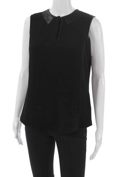 Rag & Bone Womens Basic Sleeveless Collared Triacetate Blouse Black Size M