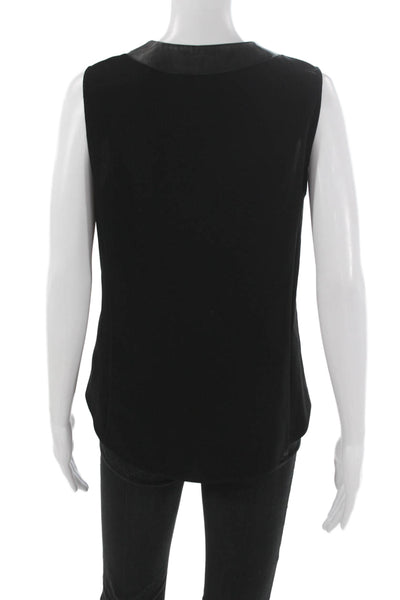 Rag & Bone Womens Basic Sleeveless Collared Triacetate Blouse Black Size M