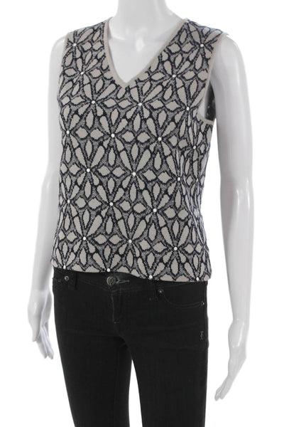 St. John Sport By Marie Gray Womens Geometric V-Neck Vest Gray Size PP