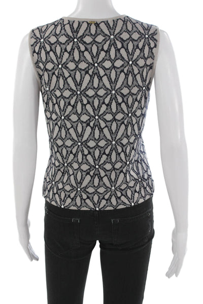 St. John Sport By Marie Gray Womens Geometric V-Neck Vest Gray Size PP