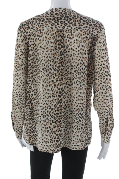Equipment Femme Womens Silk Leopard Blouse Basic Long Sleeve Size S
