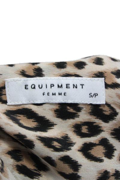 Equipment Femme Womens Silk Leopard Blouse Basic Long Sleeve Size S