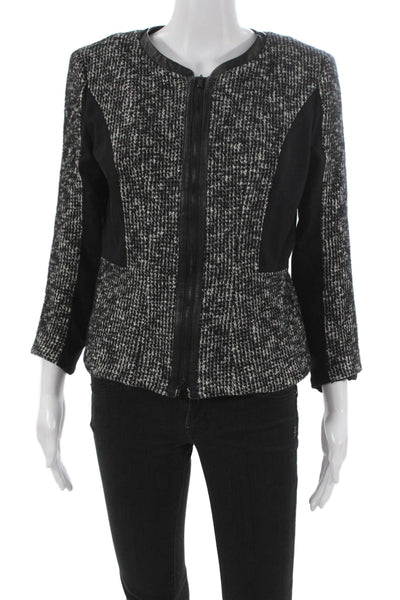 Classiques Entier Womens Basic Jacket Black Virgin Wool Zip Long Sleeve Size M
