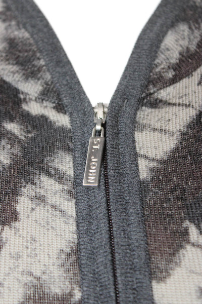 St. John Sport Women Bomber Jacket Wool Multicolor V-Neck Long Sleeve Size S