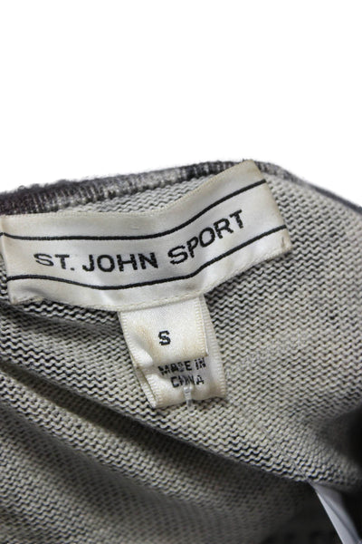 St. John Sport Women Bomber Jacket Wool Multicolor V-Neck Long Sleeve Size S