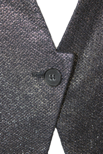 Helmut Lang Women Black Flecked Basic Jacket Button 3/4 Sleeve Size 8