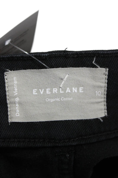 Everlane Women Cropped High Rise Pants Black Button Organic Cotton Size 10