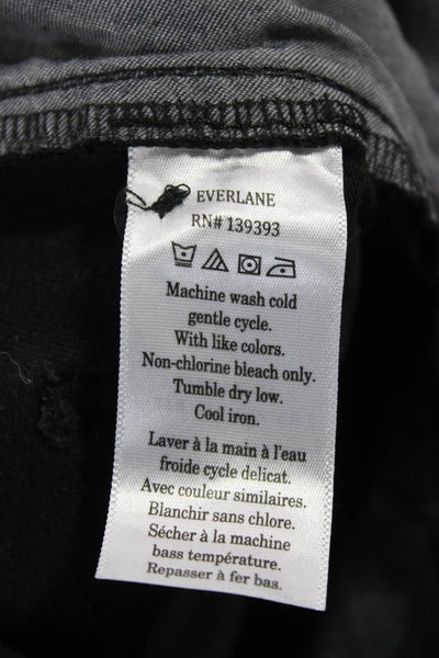 Everlane Women Cropped High Rise Pants Black Button Organic Cotton Size 10