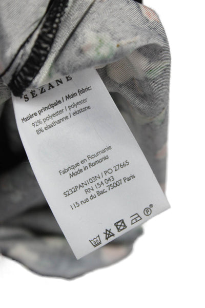 Sezane Womens Black Floral Dress Pants Zip Size 42