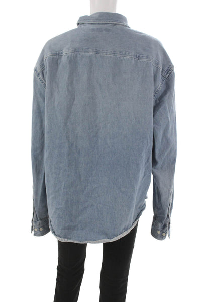 Banana Republic Mens Collared Long Sleeve Button-Up Cotton Shirt Blue Size L