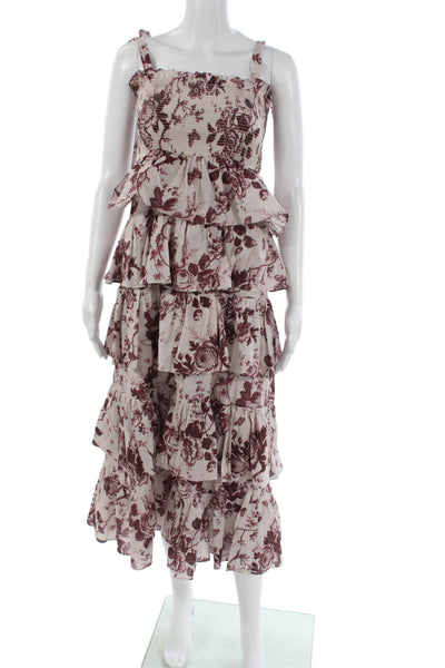OPT Women Maxi Floral Dress Multicolor Square Neck Sleeveless Size XS