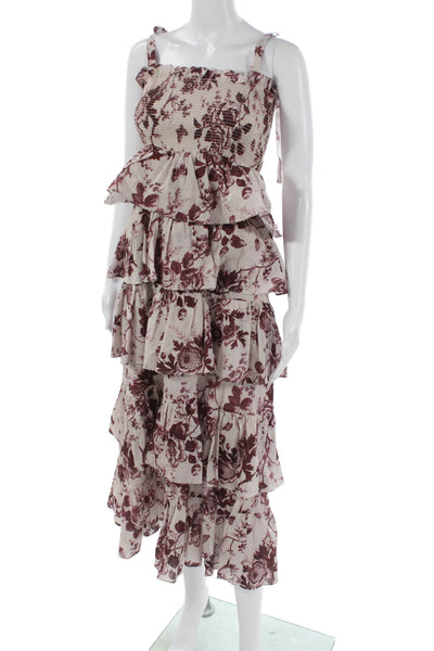 OPT Women Maxi Floral Dress Multicolor Square Neck Sleeveless Size XS