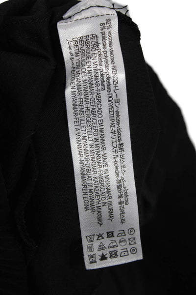 Zara Women Cargo Pants Black Viscose Drawstring Inseam 26 Size M
