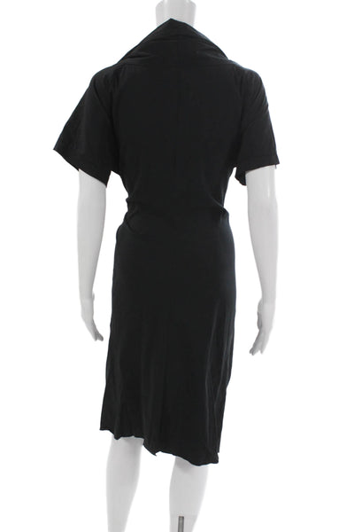 Veronique Miljkovitch Womens Sheath Dress Black Cotton Short Sleeve Size XL
