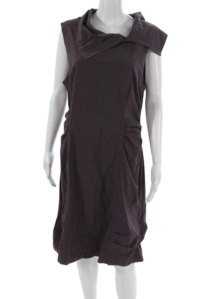 Porto Womens Purple Sleeveless Cowl Neck Shift Midi Dress Size M