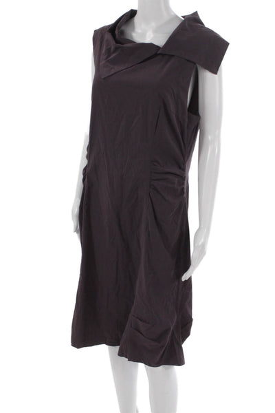 Porto Womens Purple Sleeveless Cowl Neck Shift Midi Dress Size M