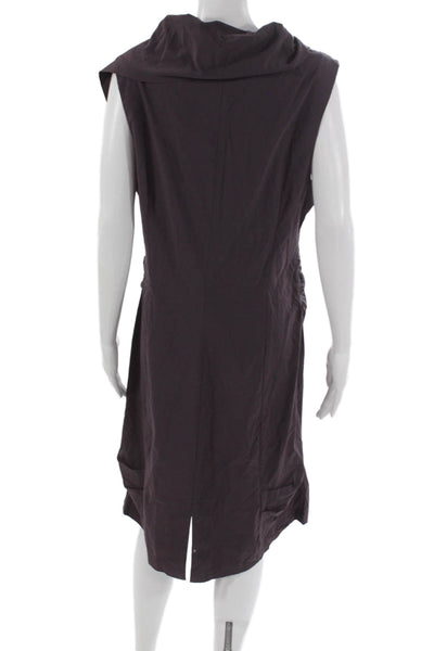 Porto Womens Purple Sleeveless Cowl Neck Shift Midi Dress Size M