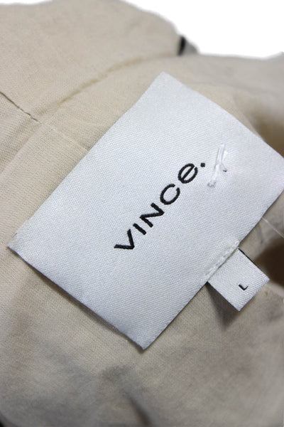 Vince Women Basic Lamb Leather Jacket Beige Zip Size L