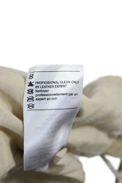 Vince Women Basic Lamb Leather Jacket Beige Zip Size L